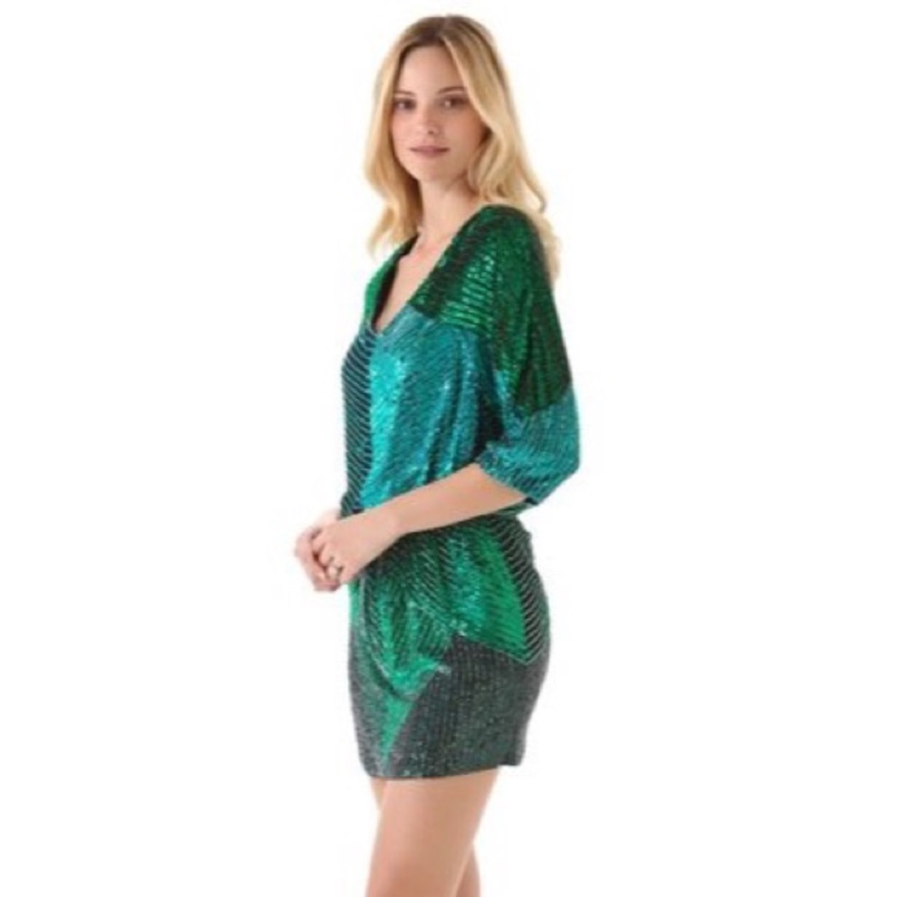 Haute Hippie Theadora Sequin Dress Coastal Blue M